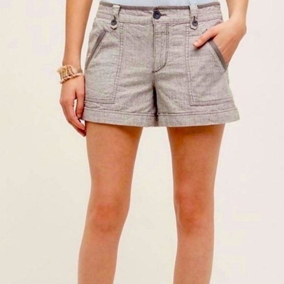 Pilcro and the Letter Press Linen Grey Shorts 0042 - Picture 1 of 8